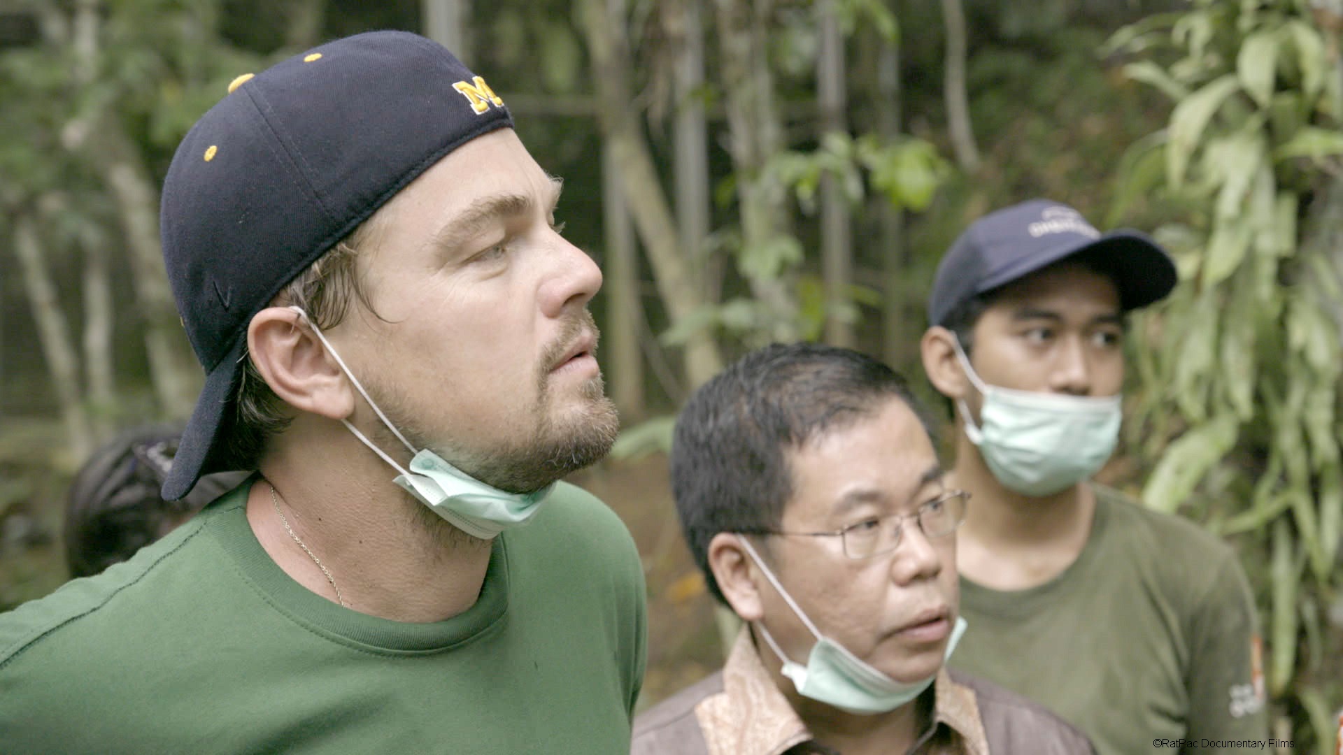 INDONESIA- Leonardo with Orangutans in the Leuser Ecosystem. For two years, Leonardo DiCaprio has criss-crossed the planet in his role as UN messenger of Peace on Climate Change. This film, executive produced by Brett Ratner and Martin Scorsese, follows that journey to find both the crisis points and the solutions to this existential threat to human species. © 2016 RatPac Documentary Films, LLC and Greenhour Corporation, Inc. All rights reserved.